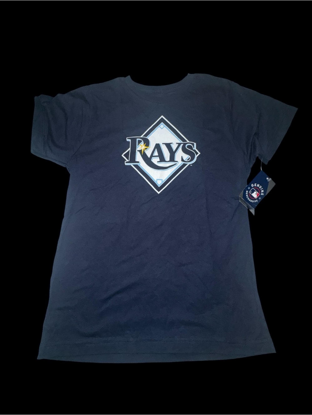 New kids Tampa Bay Rays Navy Logo Tee large 17” pit-pit